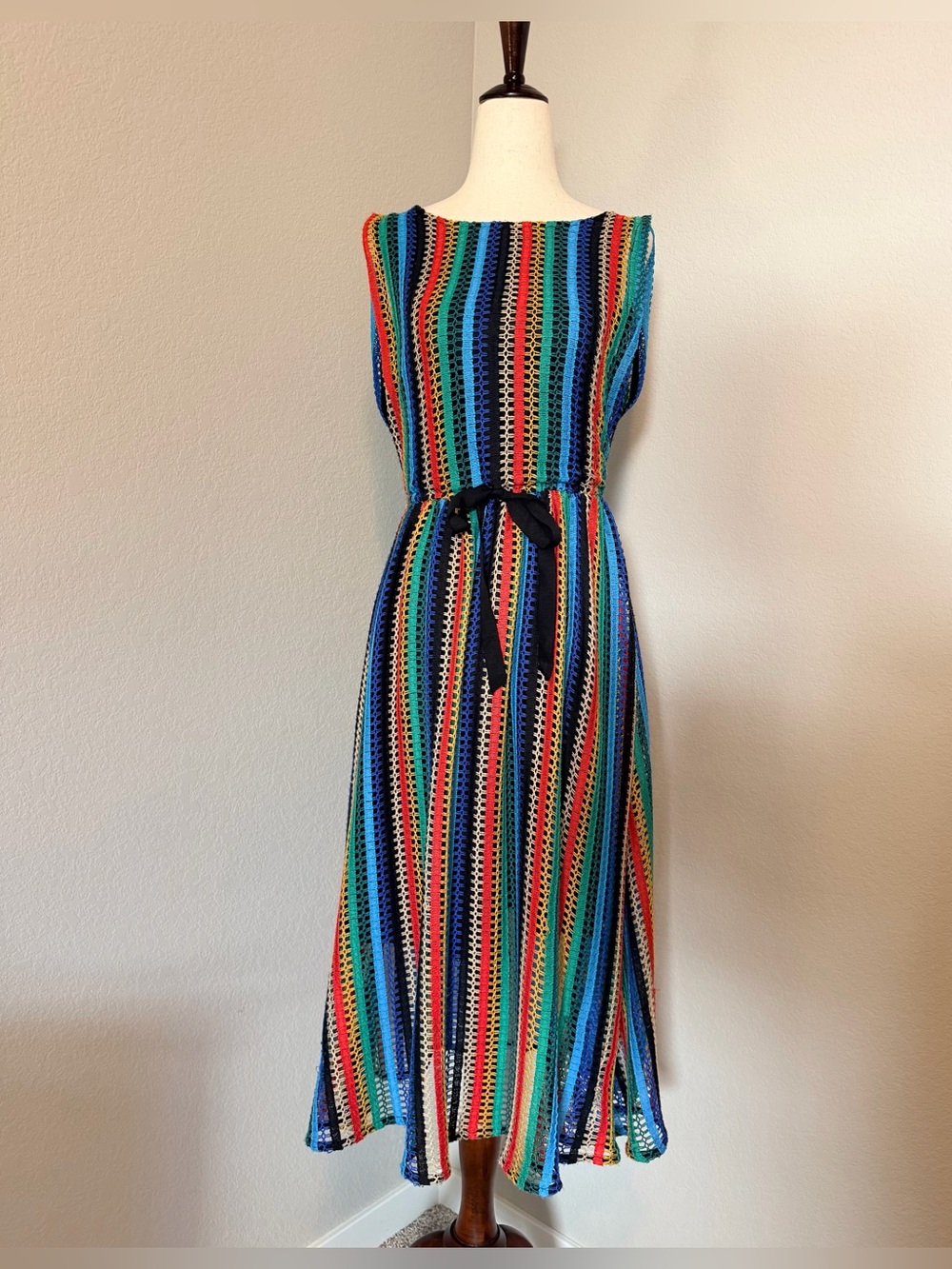 Eva Franco for Anthropologie "Sage" Rainbow Crochet Midi Dress